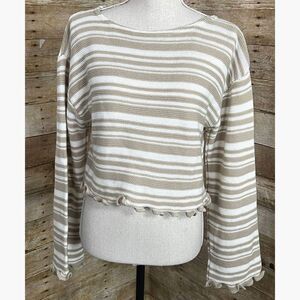 NASTY GAL CASUAL STRIPED KNIT EVERYDAY WEAR BELL SLEEVE SWEATER SIZE SMALL